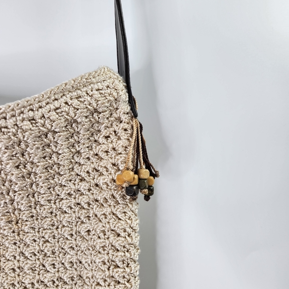 The Sak Crocheted Crossbody Shoulder Bag Cream Beaded Boho - Picture 4 of 9